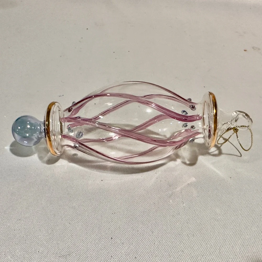Vintage Moroccan Blown Glass Ornament 6”